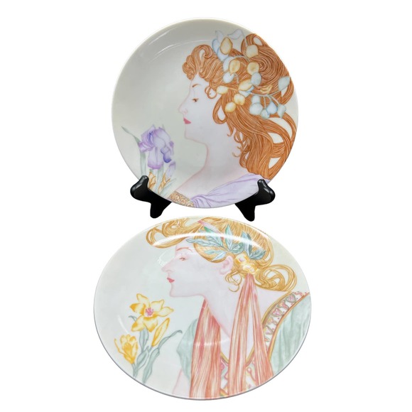 Sigma Les Belles Femmes Art Nouveau Dessert Plates Set of 6 - Picture 1 of 4